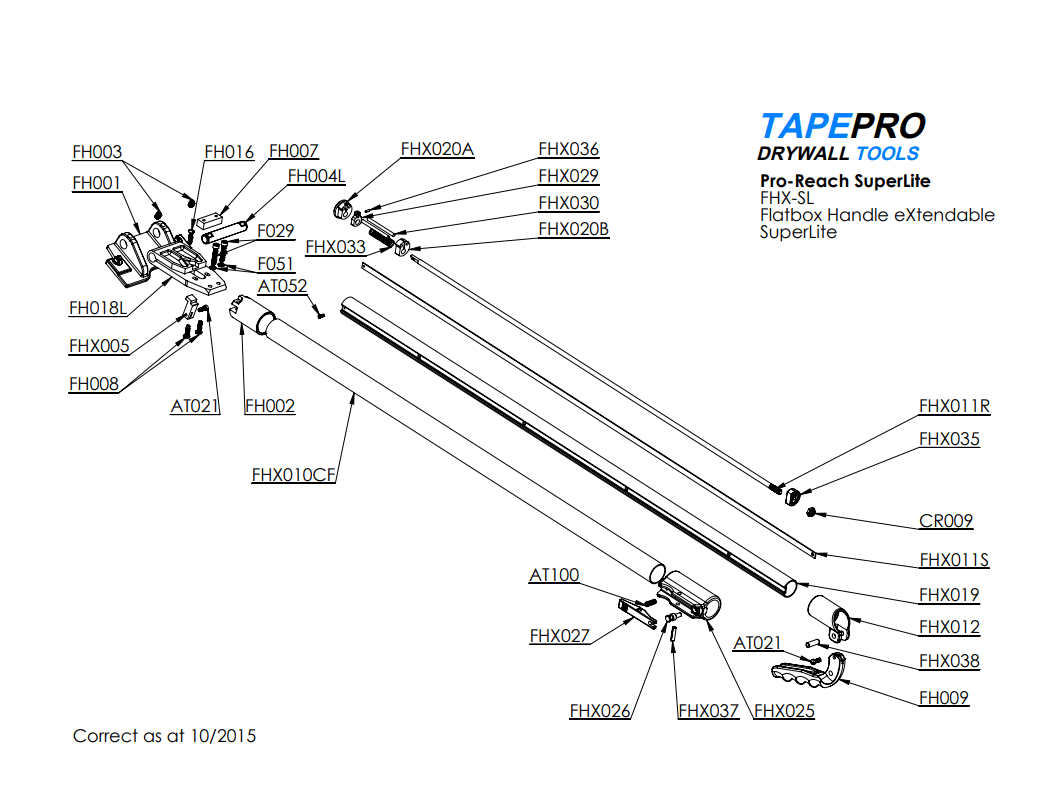 Tapepro - Flat Box Carbon Fibre SuperLite Pro-Reach handle - RSO - Render & Drylining Supplies